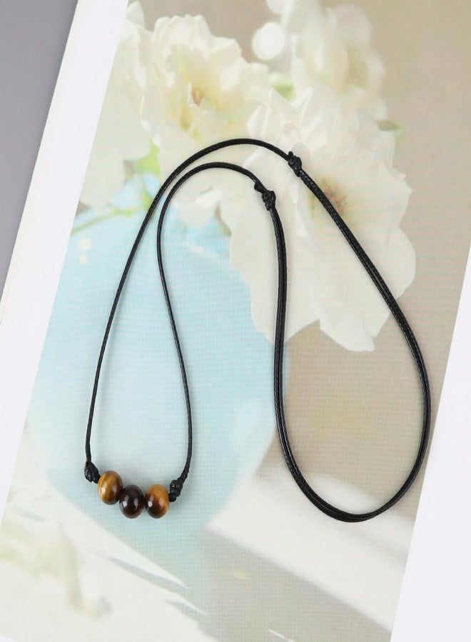 weryerker Lucky Beads Necklace Cord with Adjustable Wax Nylon Rope, Crystal Beaded Choker for Men and Women (1PC Tiger's Eye) - Image 3